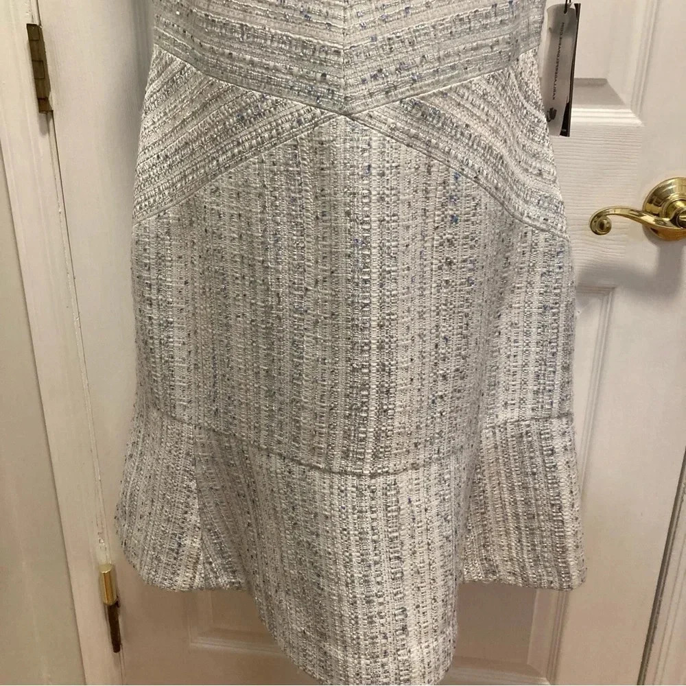 Karl Lagerfeld Women's Blue/White Sleeveless Tweed Size 12 Dress NWT - Picture 4 of 16